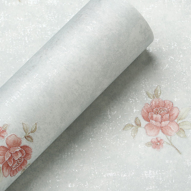 Rustic Peony Printed Wallpaper for Living Room 57.1-sq ft Wall Covering in Pastel Color