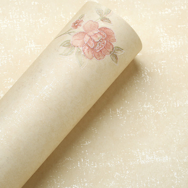 Rustic Peony Printed Wallpaper for Living Room 57.1-sq ft Wall Covering in Pastel Color