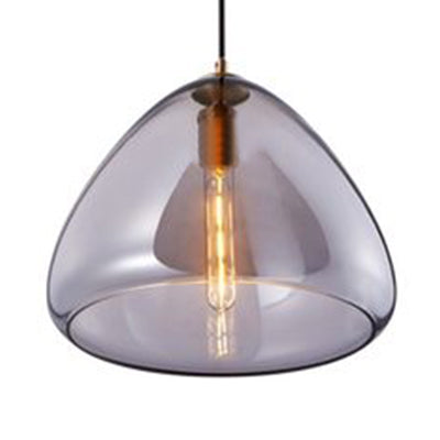 8.5"/10" Wide Cone Living Room Pendant Lamp Amber/Smoky Glass 1 Light Post-Modern Hanging Ceiling Light