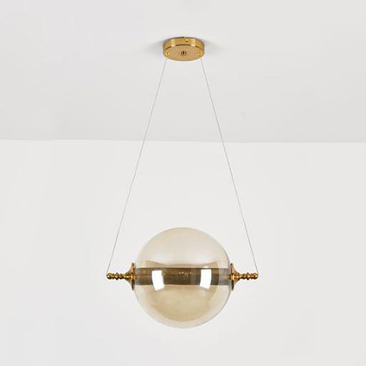 Iluminación colgante de bolas posmodernista ámbar/humo/vidrio bronceado 1 accesorio de techo de dormitorio ligero de dormitorio