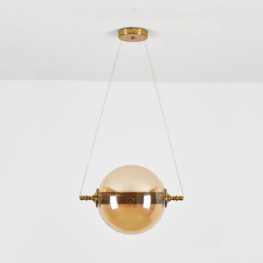 Iluminación colgante de bolas posmodernista ámbar/humo/vidrio bronceado 1 accesorio de techo de dormitorio ligero de dormitorio