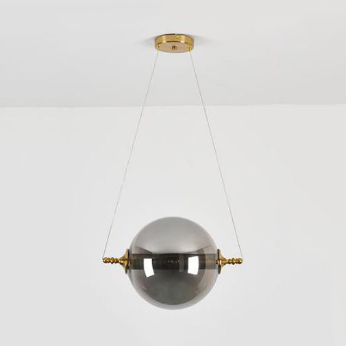 Iluminación colgante de bolas posmodernista ámbar/humo/vidrio bronceado 1 accesorio de techo de dormitorio ligero de dormitorio