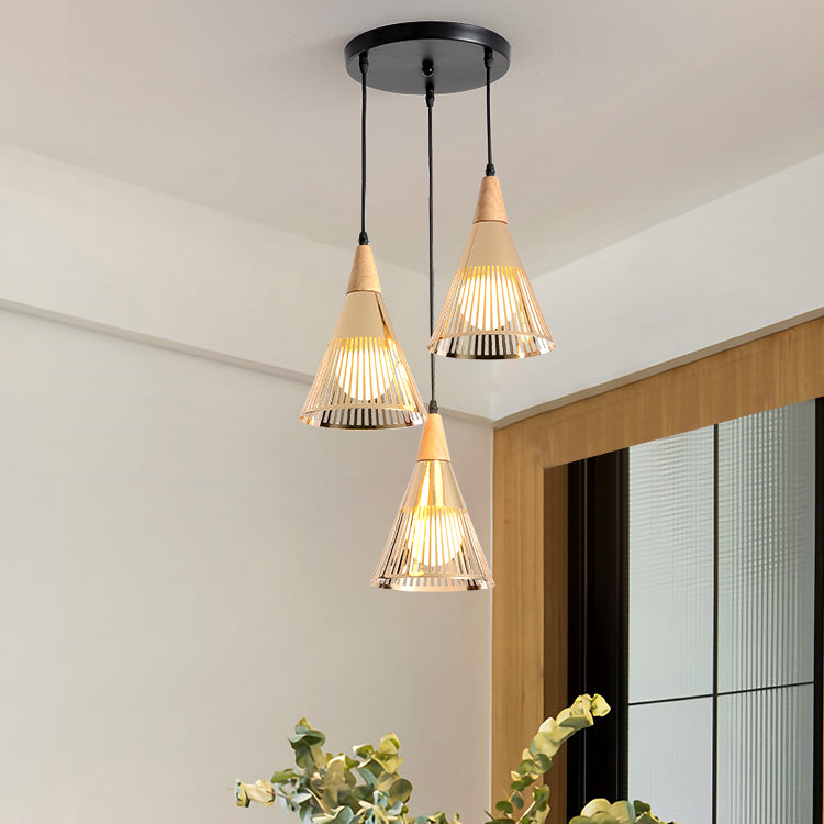 Gold Conical Ceiling Hanging Light Post Modern Metallic Overhead Lighting for Restaurant Cafe