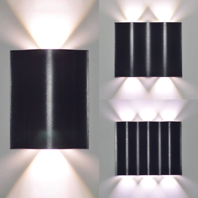 Disparo de pared de porche de 1/2/3 de luces con lámpara de lavadora de pared de metal de diseño ondulado con iluminación cálida/blanca