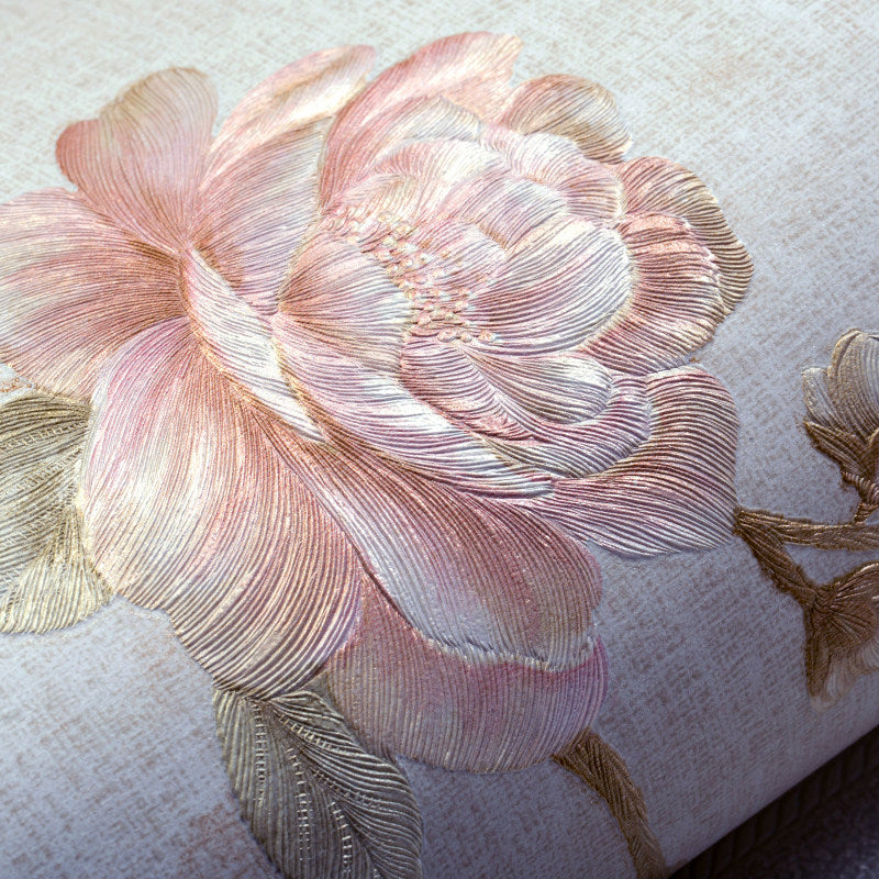 Rustieke pioenbehangrol voor eetkamer Wanddecoratie van 50 m² in pastelkleur