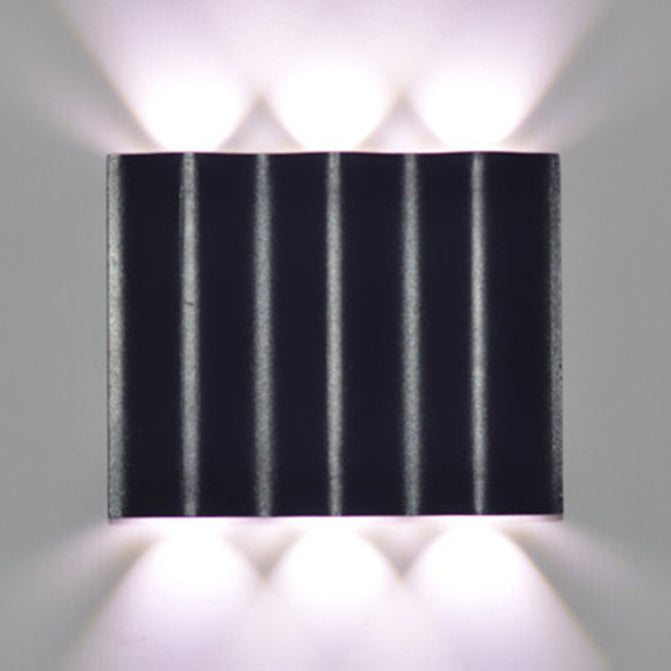 Disparo de pared de porche de 1/2/3 de luces con lámpara de lavadora de pared de metal de diseño ondulado con iluminación cálida/blanca