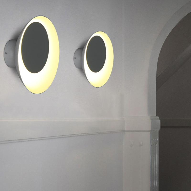 Circle Sconce Light Macaron Metal Black/Grey/Pink LED Wall Mount Light Fixture, 10"/13" Dia