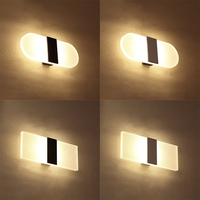 Splique de pared ovalado/rectangular/convexo moderno 8 "/10.5" de ancho de pared acrílica de ancho de ancho en luz cálida/blanca/natural