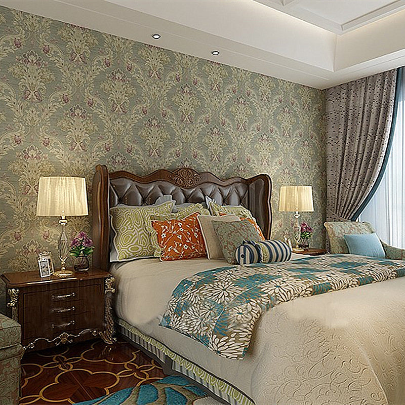Paper Light-Color Wallpaper Antique Style Jacquard Wall Covering, 33' L x 20.5" W