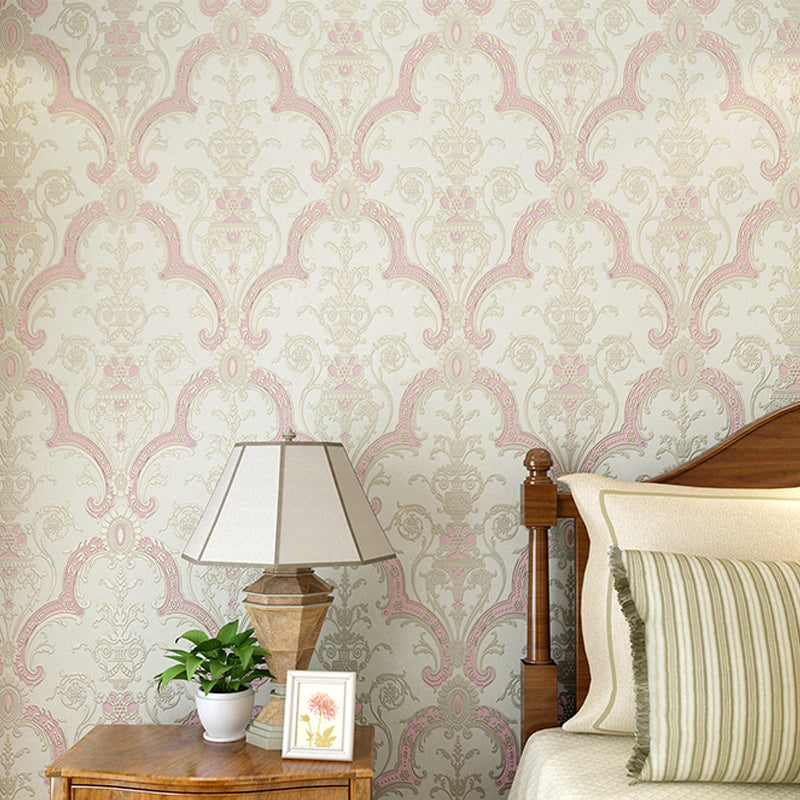 Vintage Quatrefoil Tapetenrolle, helle Blumen-Wandkunst für Wohnzimmer, Kunstseide