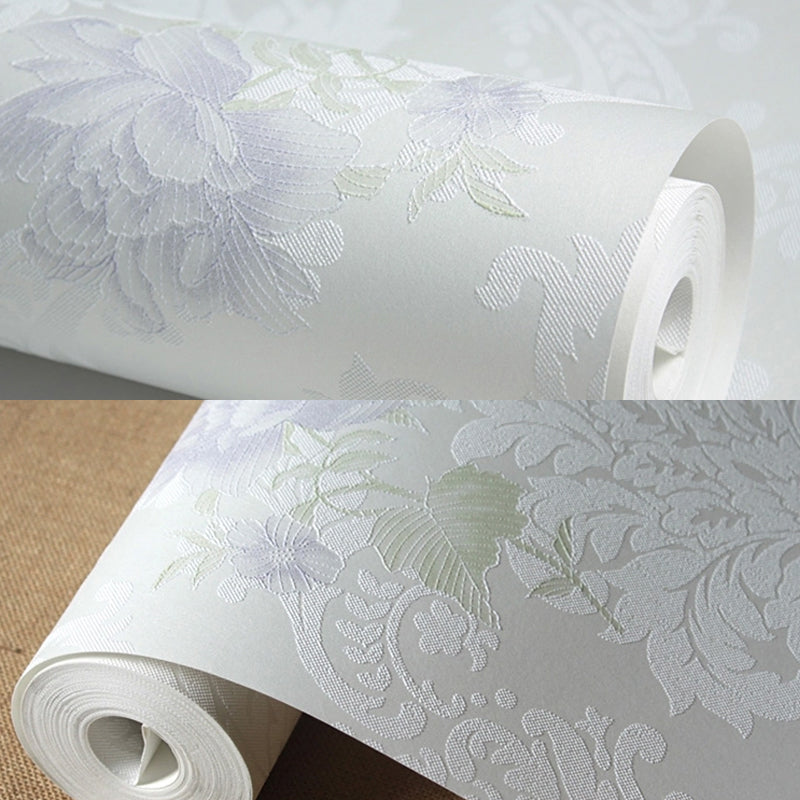 Papier peint imprimé pivoine de couleur claire, décoration murale résistante aux taches pour salon