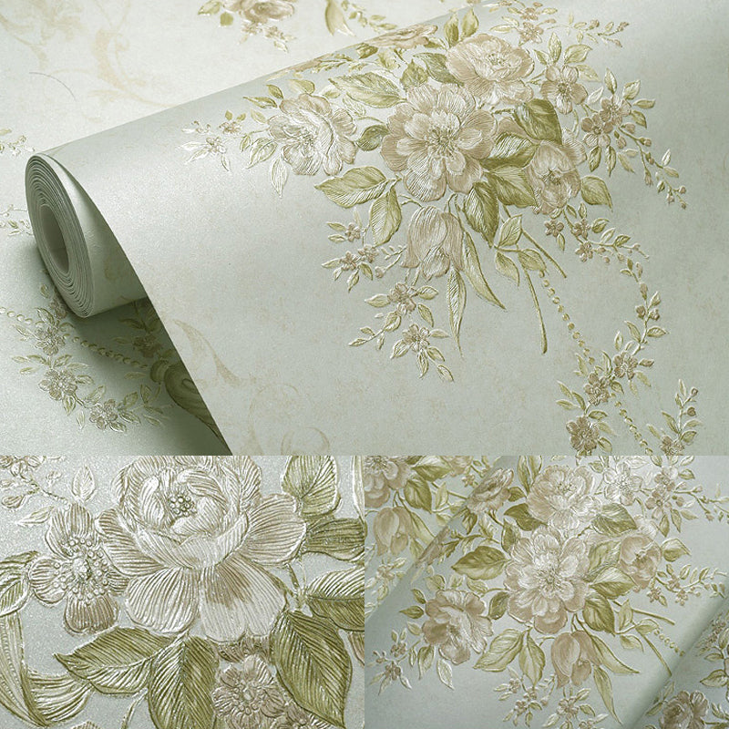 Pastel Color Rustic Wallpaper 54.2-sq ft Blooming Peony Wall Covering for Bedroom