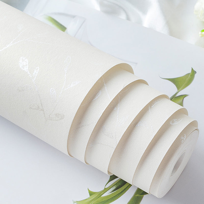 Rustieke plantenbladeren behangrol Lichtgekleurde vlekbestendige wanddecoratie voor thuis