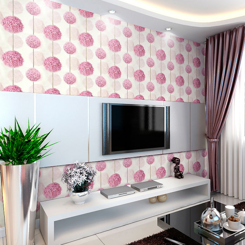 Purple Hydrangea Wallpaper Floral Print Rustic Stain-Resistant Wall Art for Living Room