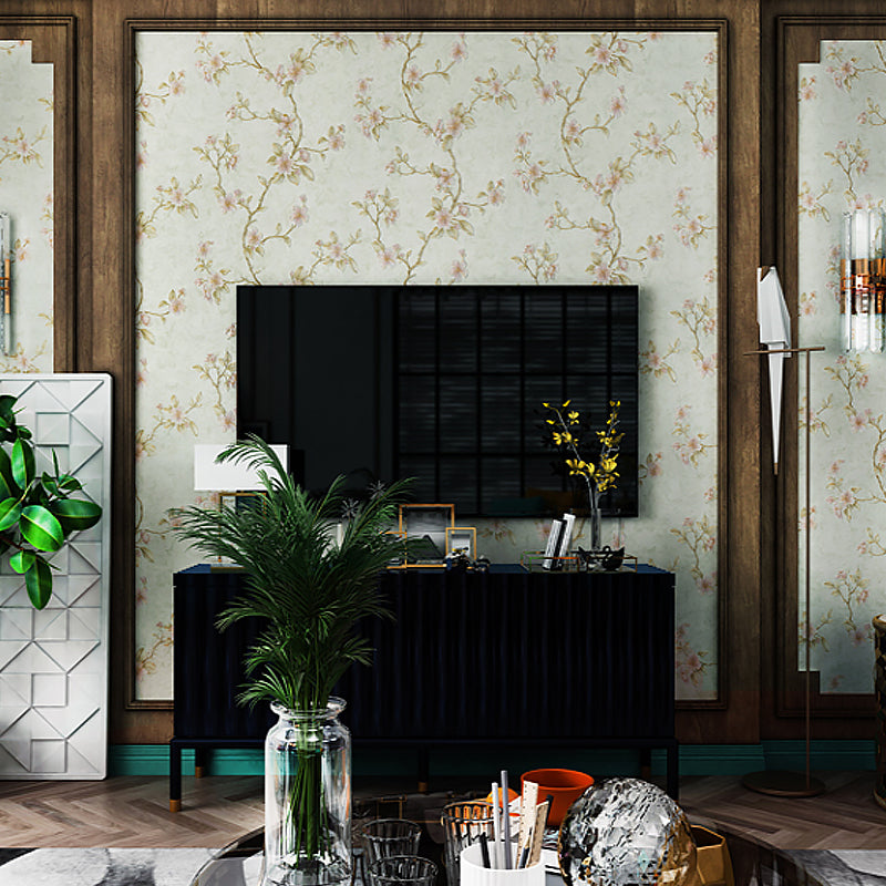 Peach Blossom Wallpaper Roll Farmhouse Waterproof Bedroom Wall Decoration, 57.1-sq ft