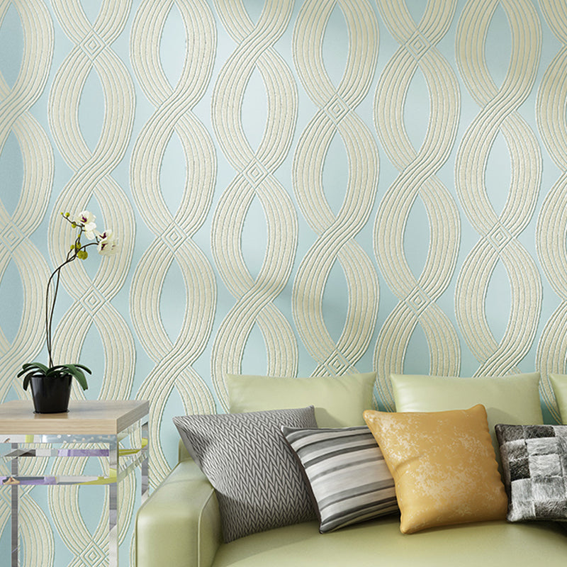 Pastel Color Stranded Pattern Wallpaper Moisture Resistant Minimalist Living Room Wall Covering