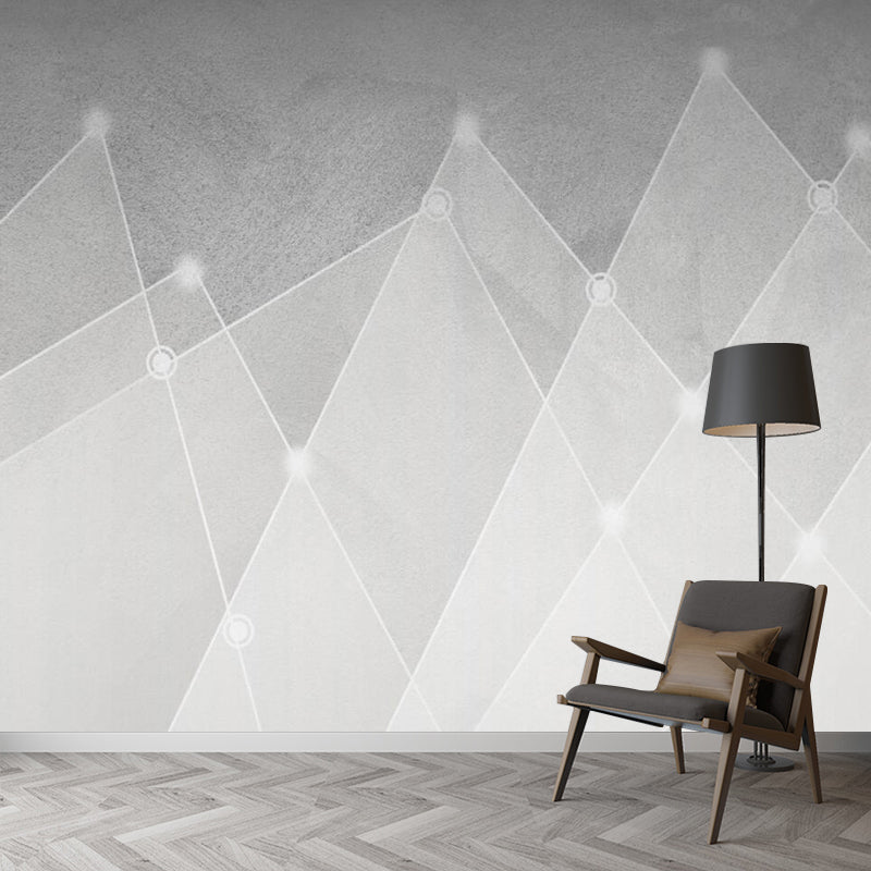 Grey-White Cone Wall Murals Decal Moisture Resistant Simple Living Room Wall Art