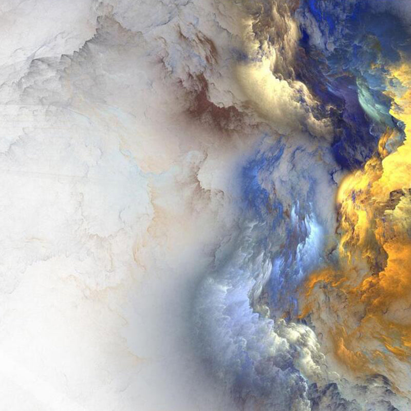 Yellow-Blue Cloud Mural Wallpaper Abstract Decorative Waterproof Wall Covering for Home