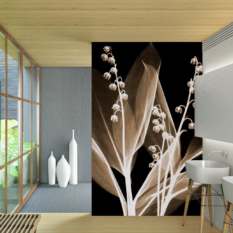 Modern Cape Gooseberry Wall Murals Grey-Coffee Living Room Wall Decor, Custom Made