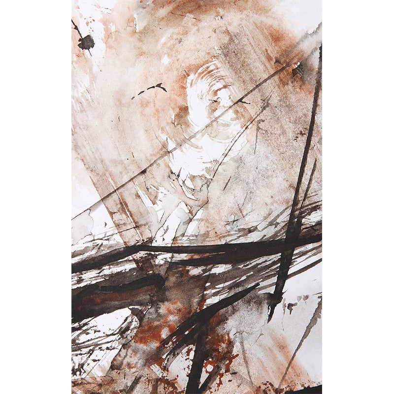 Full-Size Complicated Mural for Bedroom Abstract Wall Covering in Red Brown, Washable