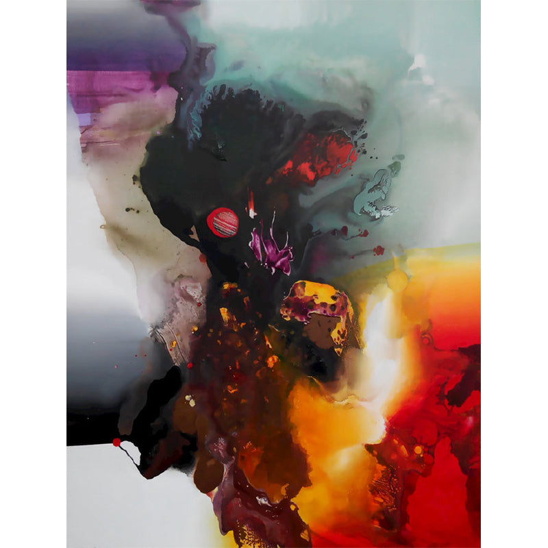 Aesthetics Abstract Splatter Mural Decal Blue-Orange-Yellow Washable Wall Decor for Home