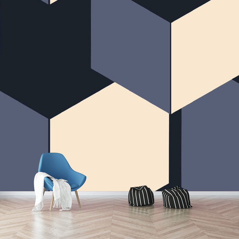 Yellow-Blue Arrow Wall Murals Abstract Art Deco Waterproof Wall Covering for Bedroom