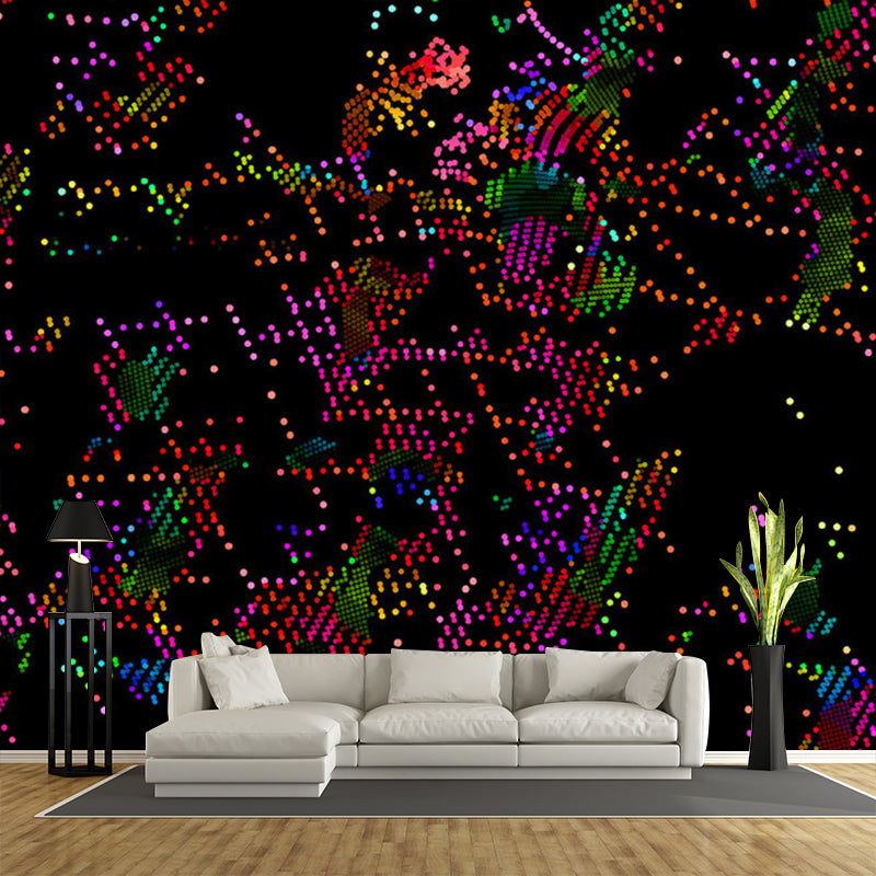 Novelty Dots Pattern Mural Wallpaper Black-Red Abstract Wall Covering for Decoration