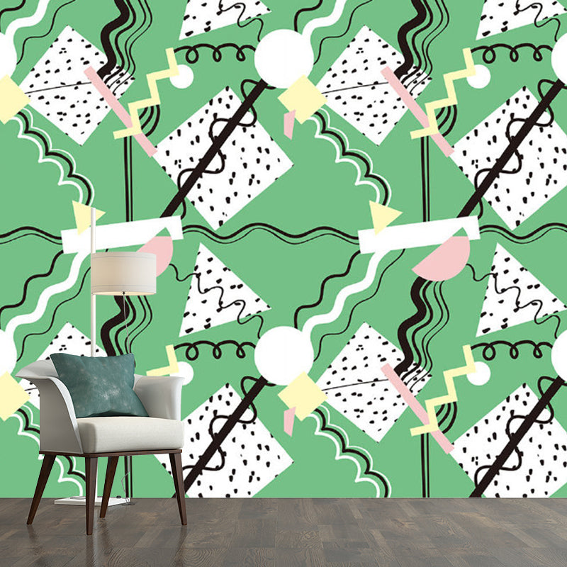 Green-White Childrens Art Murals Large Cakes Drawing Wall Decoration for Nursery