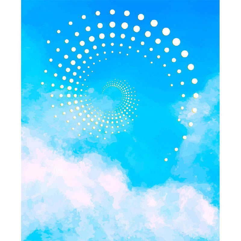 Big Spiral Patterned Murals Modern Sky Scenery Wall Decoration in Blue and White