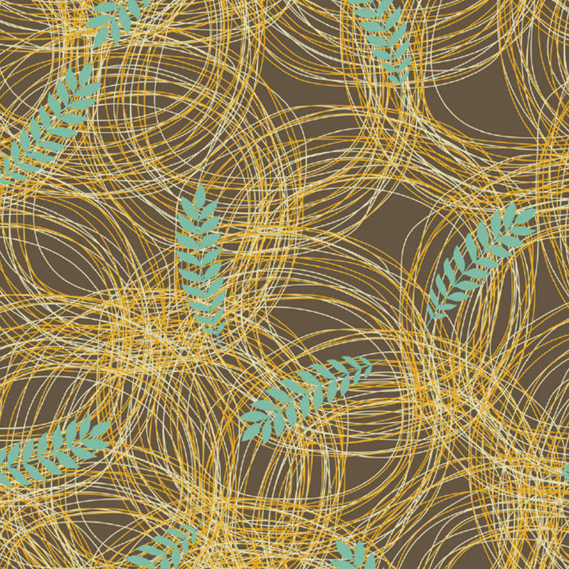 Circles and Olive Branch Murals Yellow-Blue Modern Art Wall Decoration for Home Gallery