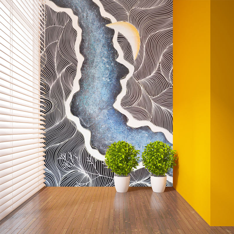 Artistic Flow Painting Murals for Living Room Personalized Wall Covering in Brown