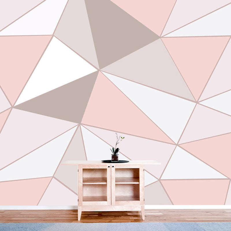 Modern 3D Geometric Wallpaper Murals Grey and Pink Water-Proof Wall Art for Home