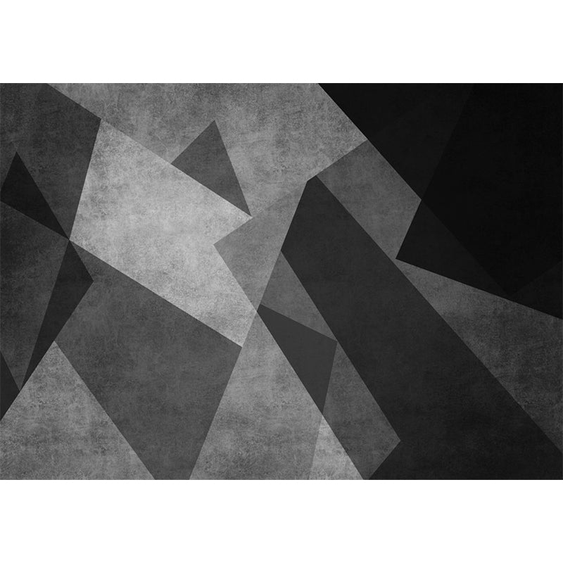 Black-Grey Modernist Mural Wallpaper Whole Geometric Pattern Wall Art for Bedroom