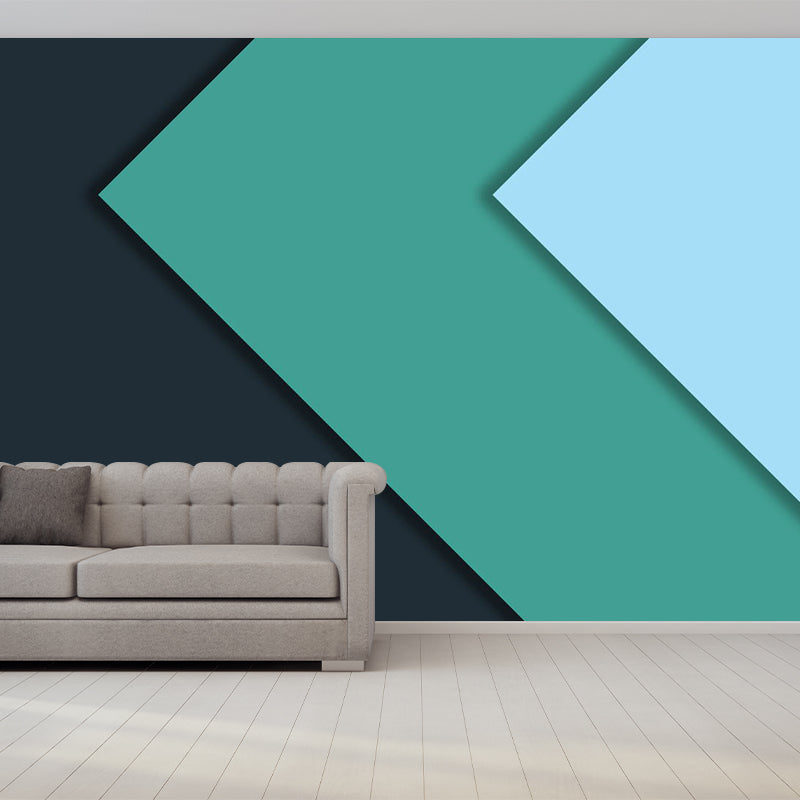 Black-Green Chevron Wallpaper Mural Waterproof Minimalist Bedroom Wall Decoration
