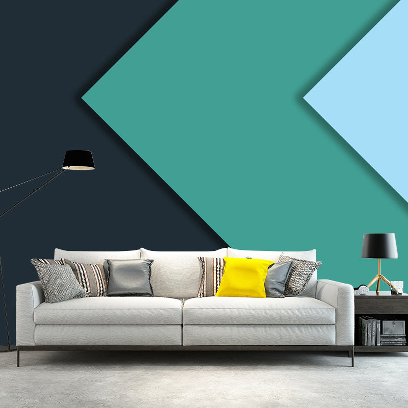 Black-Green Chevron Wallpaper Mural Waterproof Minimalist Bedroom Wall Decoration