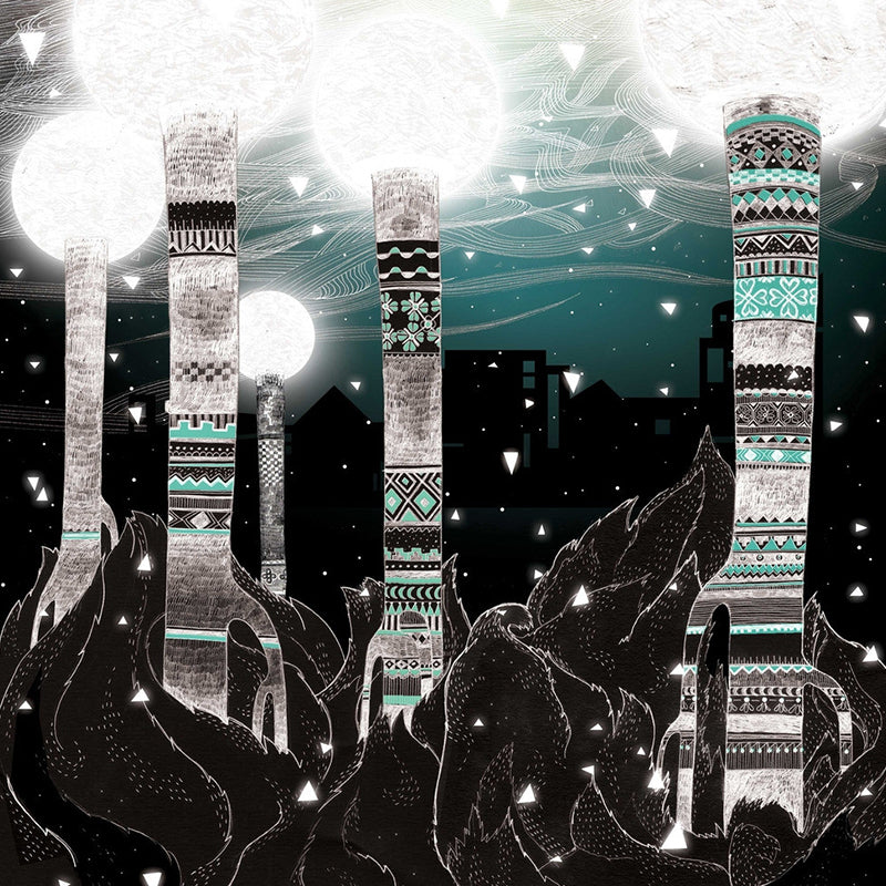 Whole Childrens Art Mural Wallpaper Black-Green City Light Tower Wall Covering, Custom Print