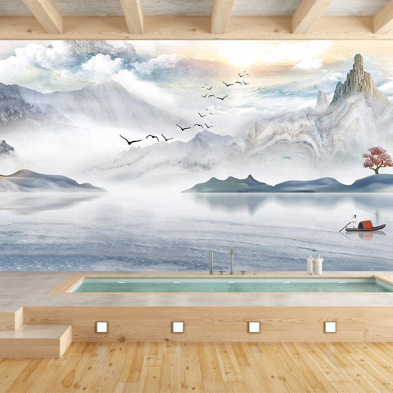 Serenity River Landscape Wall Murals for Living Room Scenery Wall Covering, Made to Measure