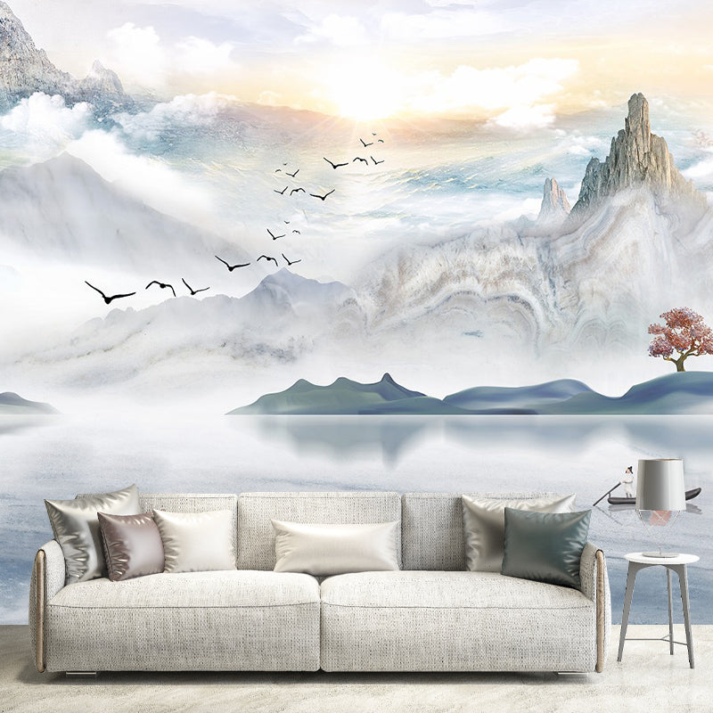 Serenity River Landscape Wall Murals for Living Room Scenery Wall Covering, Made to Measure