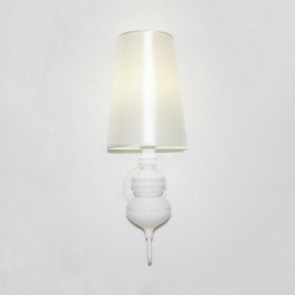 Tapered Wall Sconce Lighting Contemporary Fabric White/Black/Silver LED Sconce Light, 6"/8"/10" Dia