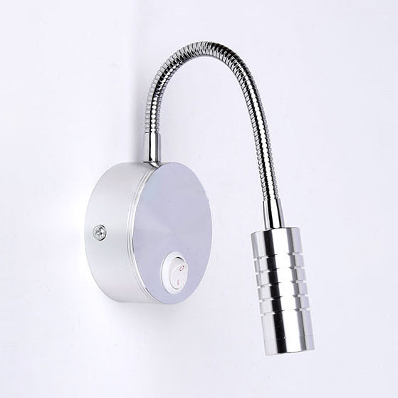 Chrome Cylinder Wall Mount Lamp Modern LED Metal Adjustable Wall Sconce with/without Switch in Warm/White Lighting