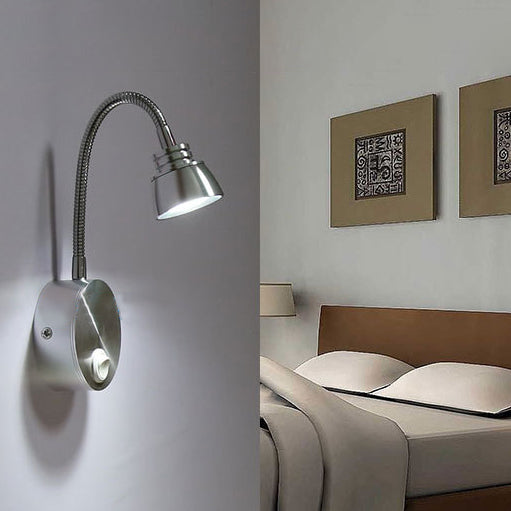 Aluminum Domed Wall Light Sconce Modern Warm/White Light LED Chrome Reading Wall Lamp with Adjustable Arm
