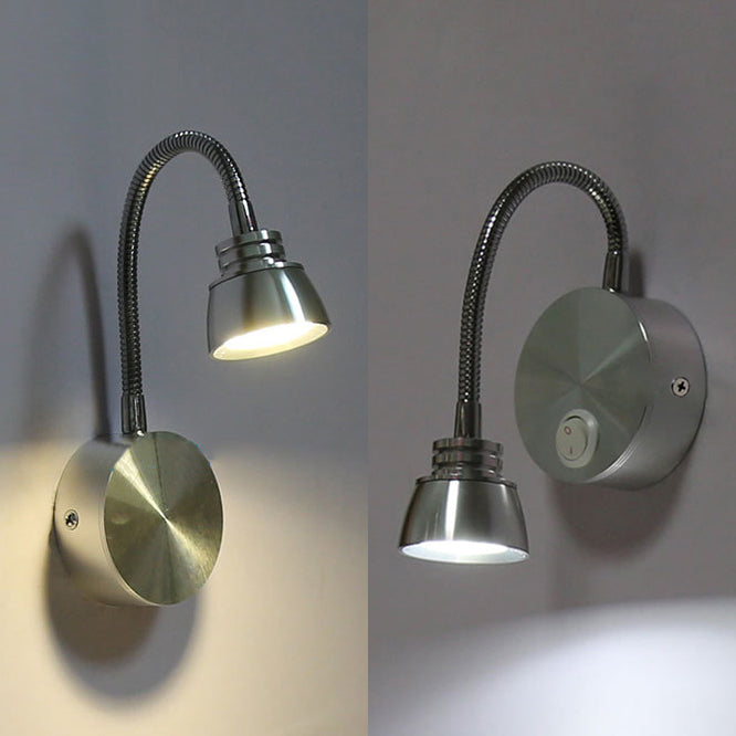 Aluminum Domed Wall Light Sconce Modern Warm/White Light LED Chrome Reading Wall Lamp with Adjustable Arm