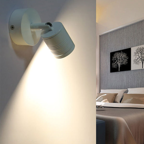 Cylindre blanc lampe applique de style simple LED LED Éclairage mural métallique en lumière chaude / blanche pour le chevet