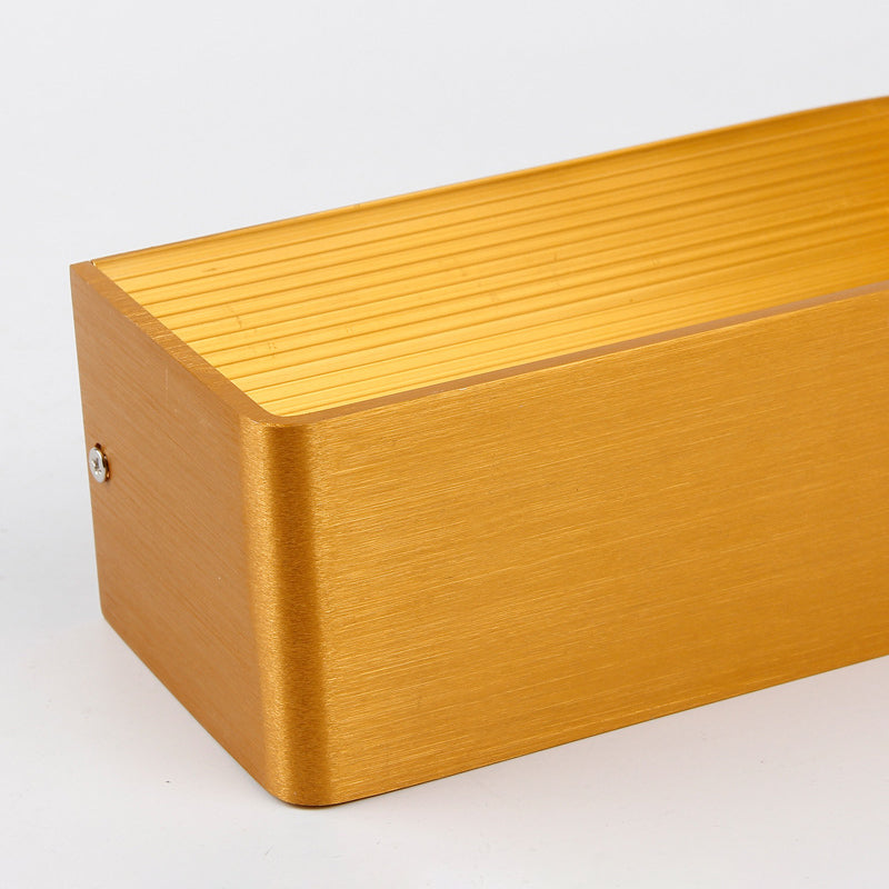 Modernistische rechthoekige metalen wand gemonteerd lamp 8 "/12" brede LED op en neer verlichting in goud/zwart/wit, wit/warme verlichting