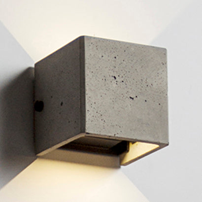 4"/8" Wide Cube Wall Light Sconce in Nordic Style Cement 1 Light Grey Wall Sconce