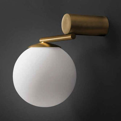 White Glass Sphere Wall Lighting Modern 1 Light Gold Led Wall Mount Light Fixture