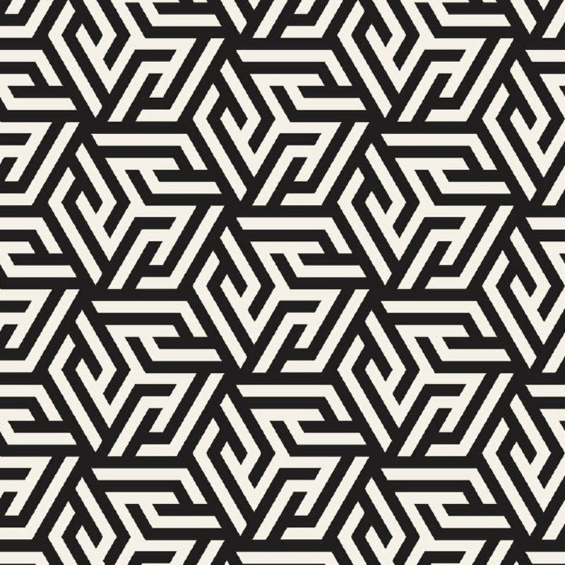 Geometry Maze Mural Wallpaper Modern Style Non-Woven Wall Decor in Black and White