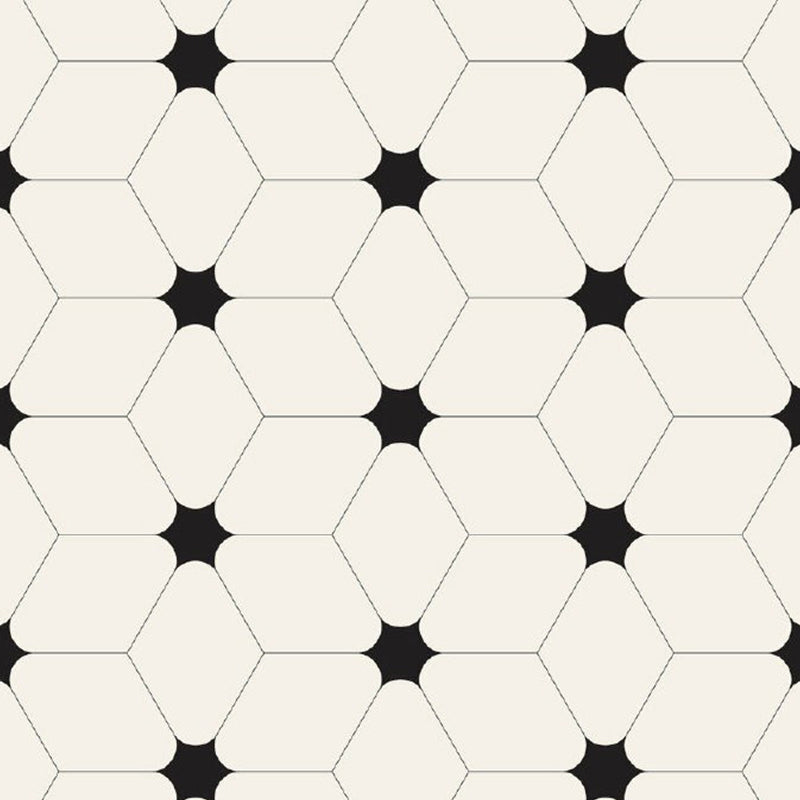 Geometric Cube and Star Mural Decal Minimalistic Non-Woven Cloth Wall Covering in Black-White