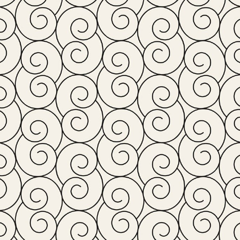 Minimalist Spiral Seamless Wall Murals in Black-White Stain Resistant Wall Decor for Bedroom
