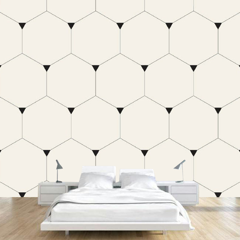 Beige Honeycomb Wall Covering Murals Geometric Simple Washable Wall Art for Home